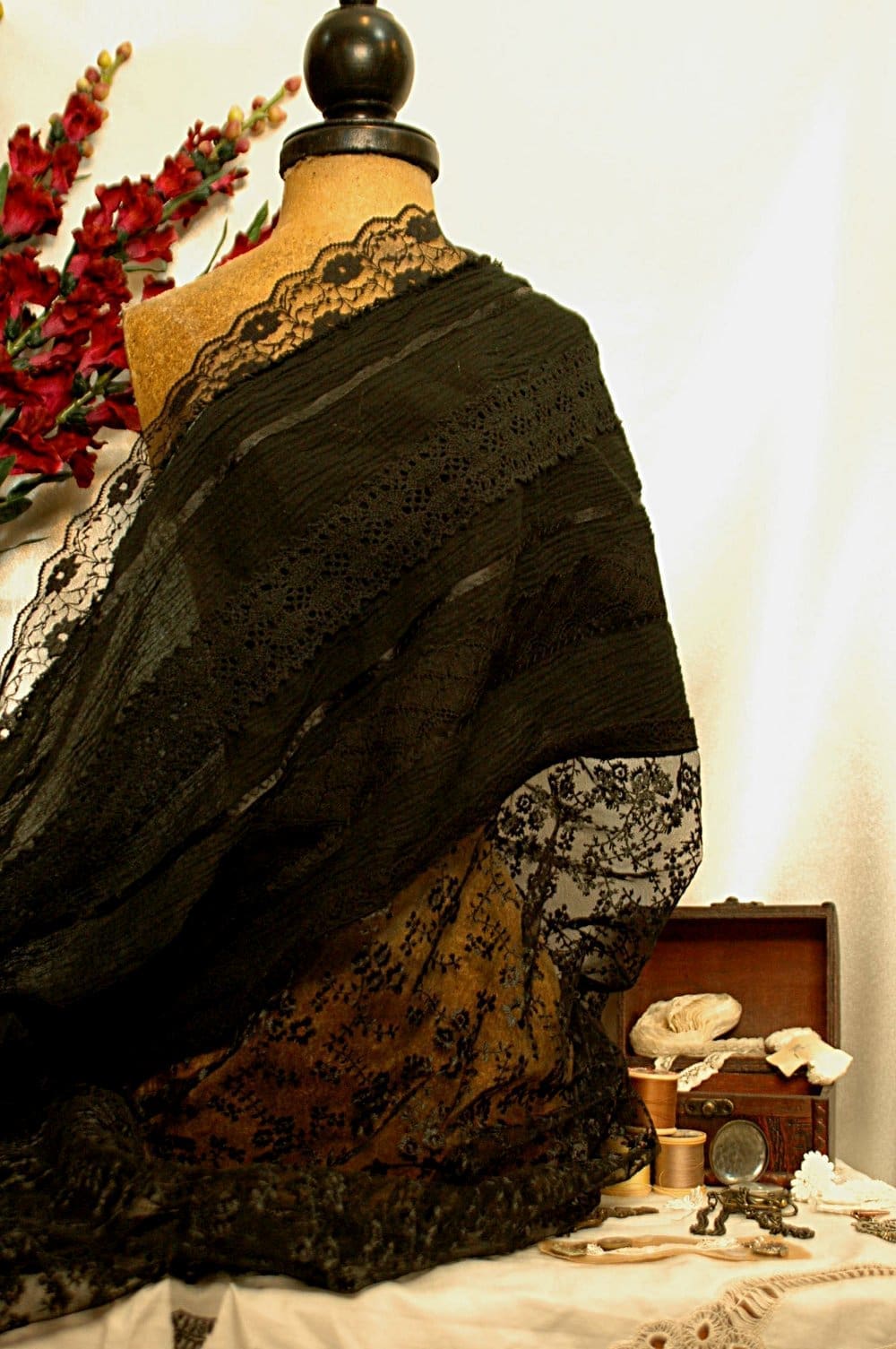 Made to Order, Black ethereal pashmina wrap - Image 3