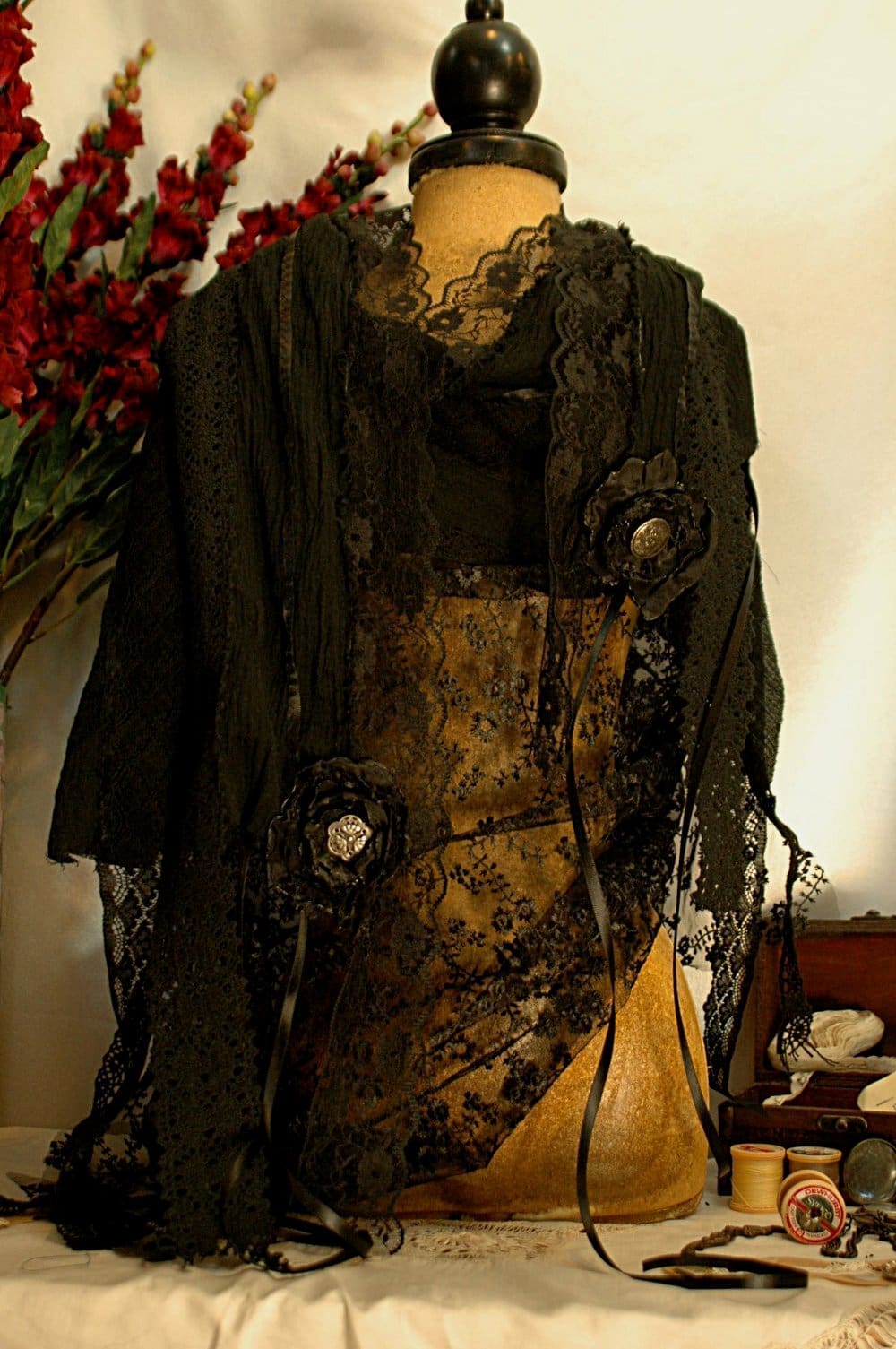 Made to Order, Black ethereal pashmina wrap - Image 4