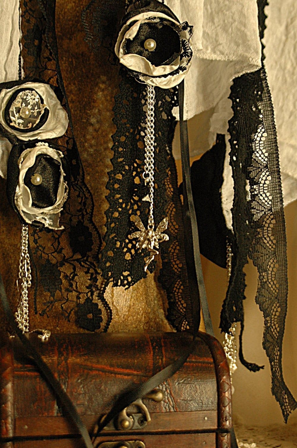 black and white embellished pashmina wrap