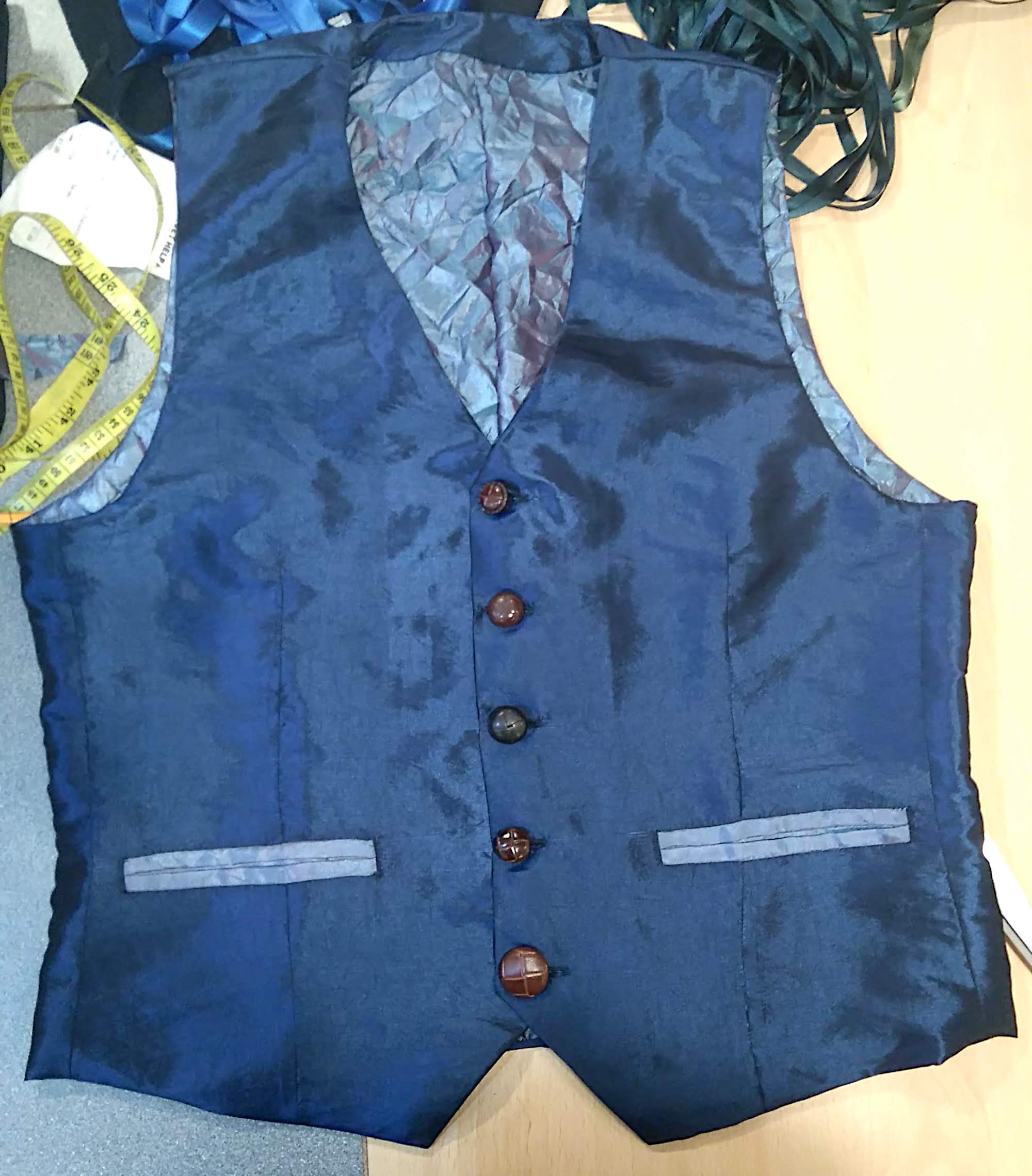 Blue Custom made mens waistcoat, bridal coordinates - Image 2