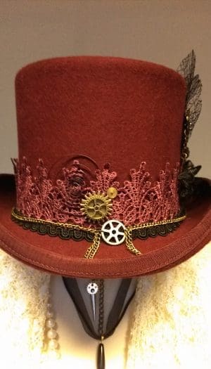 Burgundy steampunk top hat